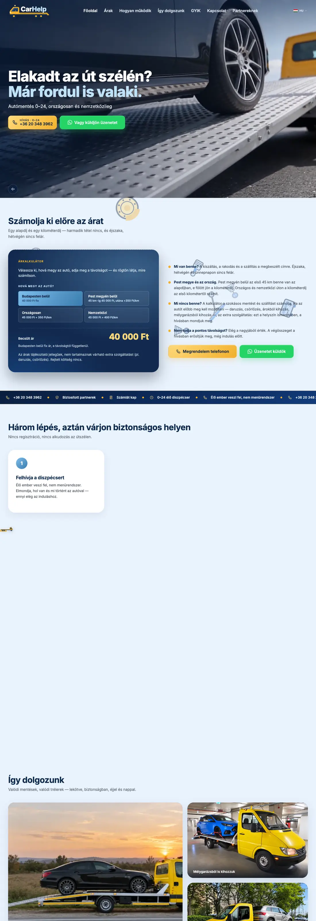 A carhelp.hu teljes nyitóoldala